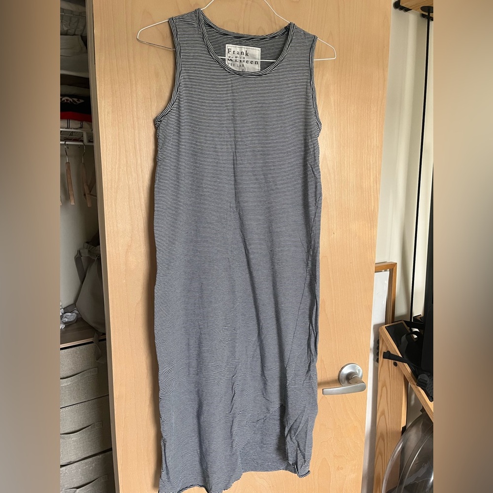 Frank & Eileen Blue and White Striped Midi Dress